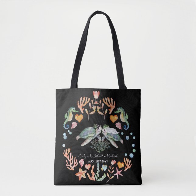 BUDGET Newlyweds Wedding Gifts Custom SEA TURTLES Tote Bag (Front)