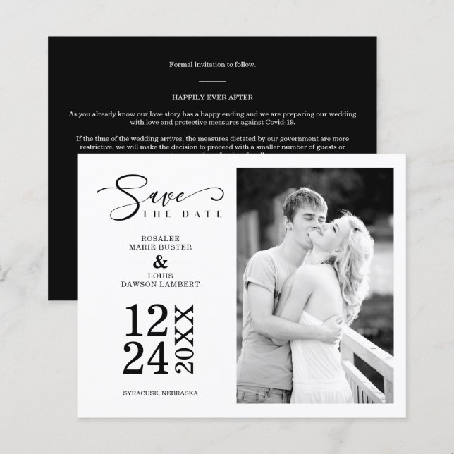 Budget Nice Modern Romantic Wedding Couple Photo (Front/Back)