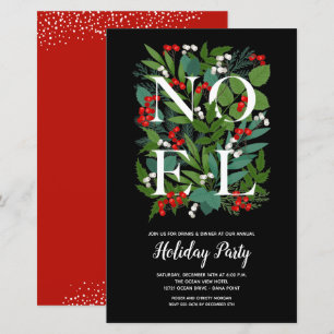 Budget NOEL Elegant Greenery Holiday Invitations