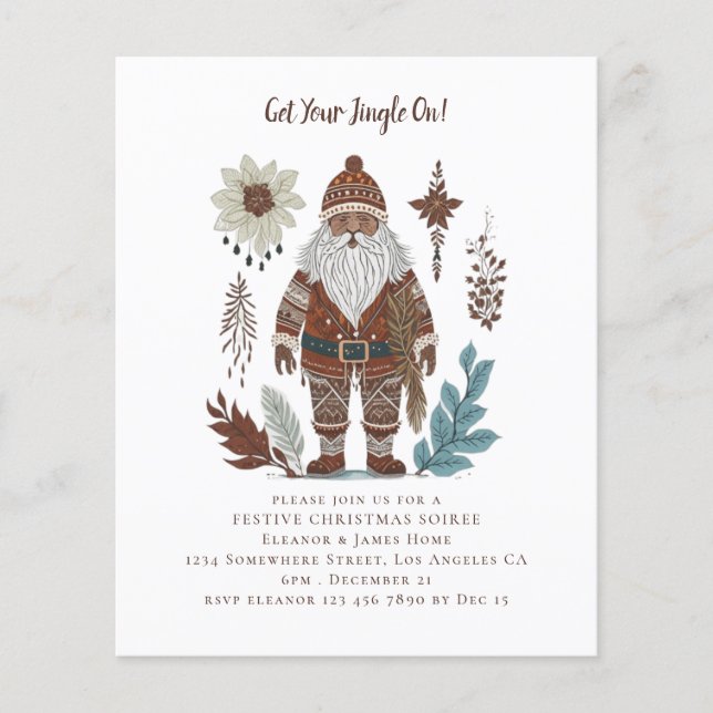 Budget Nordic Santa Christmas Party Invite (Front)