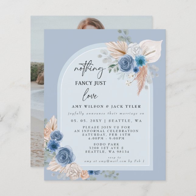 Budget Nothing Fancy Just Love Announcement   (Front/Back)