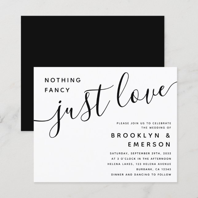 Budget Nothing Fancy Just Love Wedding Invitation (Front/Back)