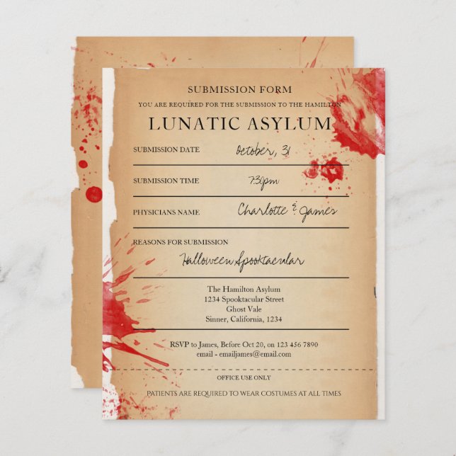 BUDGET Novelty Halloween Party Lunatic Asylum (Front/Back)