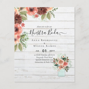 BUDGET Nuestra BODA Burgundy Floral Fall Wedding Flyer