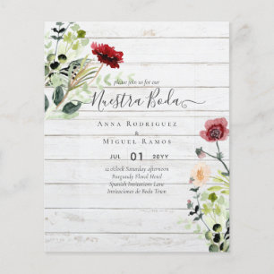 Budget nuestra BODA Burgundy Wildflowers Invites