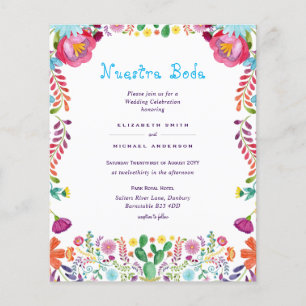 BUDGET Nuestra Boda Folk Flowers Wedding Invite