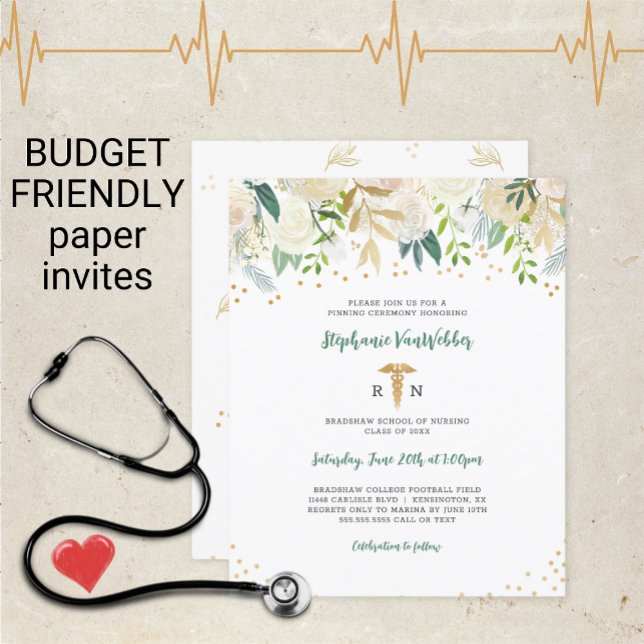 Budget Nurse Pinning Graduation White Gold Floral (Creator Uploaded)