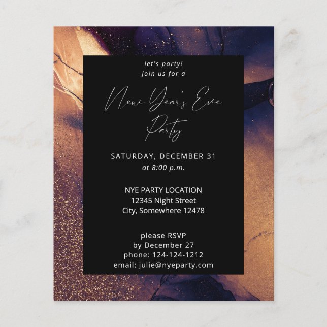 Budget Nyte Glow New Year's Eve Party Flyer (Front)