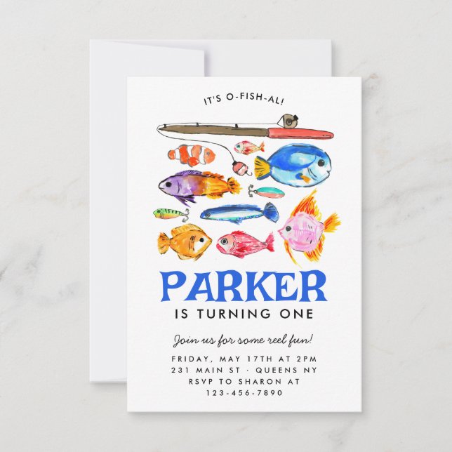 Budget O-Fish-al Reel Fun Fish Fishing Birthday Card (Front)