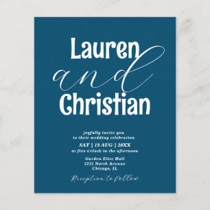 Budget Ocean Blue Scripture Wedding Invitation