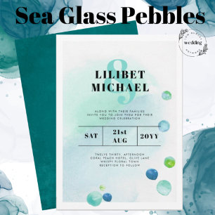 BUDGET Ocean Sea Glass Ombre Teal Blue Wedding INV