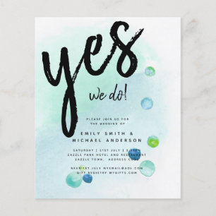 BUDGET Ocean Sea Glass Ombre Teal Blue Wedding INV Flyer