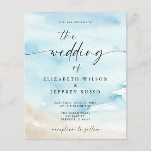 Budget Ocean Sea Summer Beach Wedding Invitation