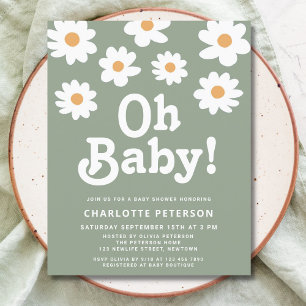 Budget Oh Baby Daisy Sage Green Baby Shower