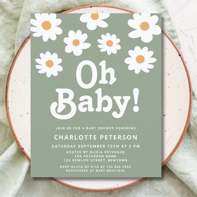 Budget Oh Baby Daisy Sage Green Baby Shower  (Creator Uploaded)