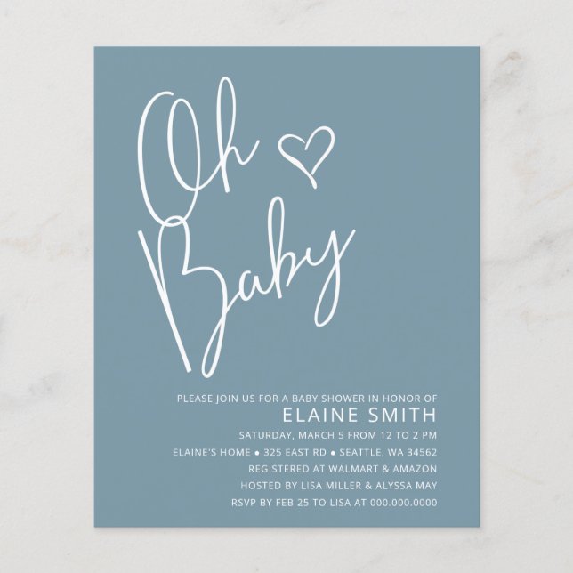 Budget Oh Baby Modern Boy Baby Shower Invitation (Front)