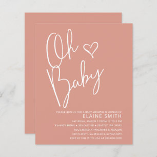 Budget Oh Baby Pink Baby Shower Invitation