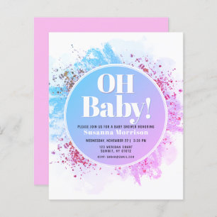Budget Oh Baby Shower Watercolor Glitter