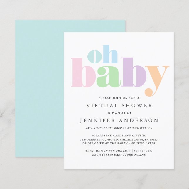 Budget Oh Baby Virtual Baby Shower Invitation (Front/Back)