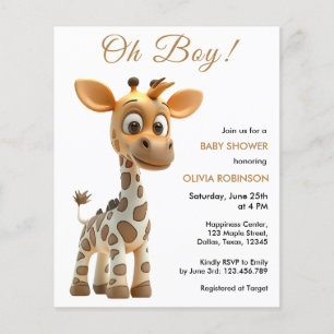 Budget Oh Boy Baby Giraffe Baby Shower Invitation Flyer