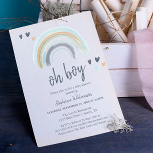Budget Oh Boy Baby Shower Blue Boho Rainbow 
