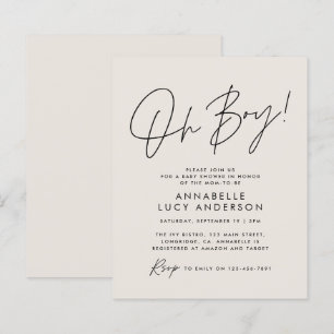 budget oh Boy baby shower script cream neutral