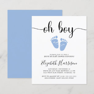 Budget Oh Boy Blue Drive By Baby Shower Invitation
