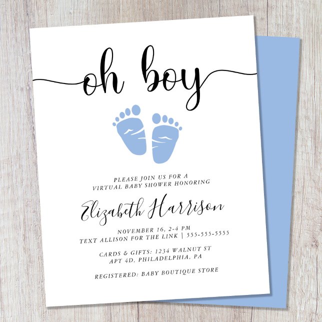 Budget Oh Boy Blue Virtual Baby Shower Invitation (Creator Uploaded)