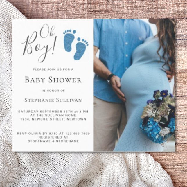 Budget Oh Boy Photo Couples Baby Shower Invitation (Creator Uploaded)