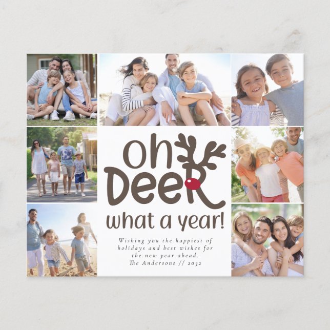 Budget Oh Deer What a Year Photo Holiday Card (Front)