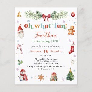 Budget Oh What Fun Christmas Colourful 1st Birthda