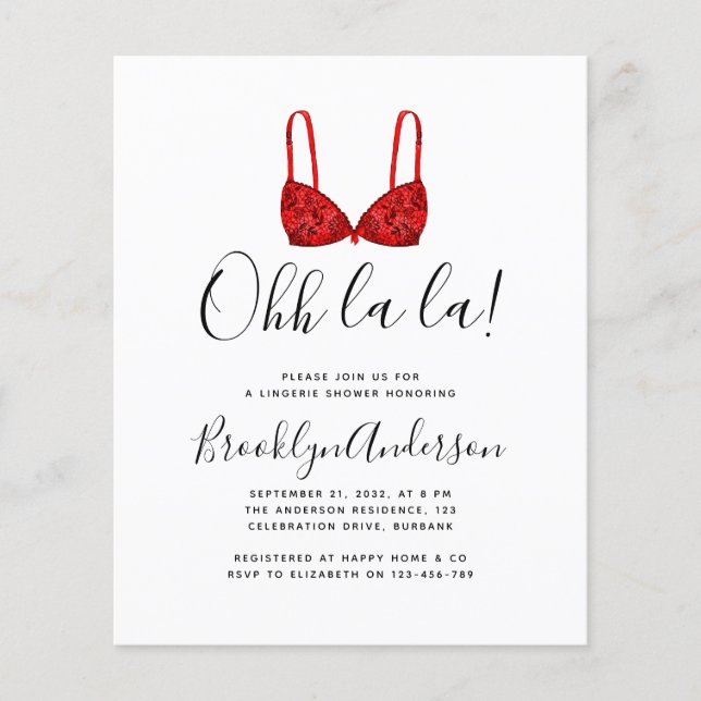 BUDGET Ohh La La Lingerie Shower Invitation (Front)