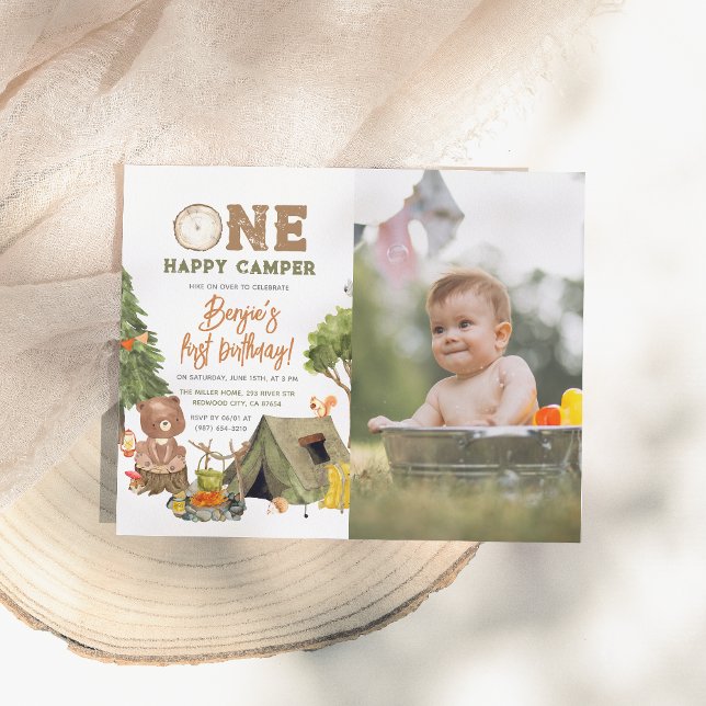 Budget One Happy Camper Photo Boy 1st Birthday (Creator Uploaded)