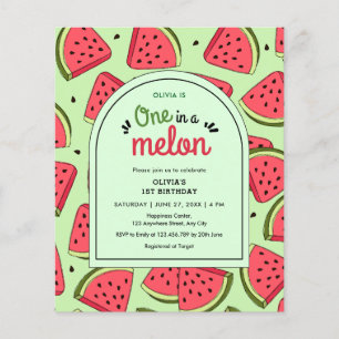 Budget One in a Melon 1st Birthday Invitation  Flyer