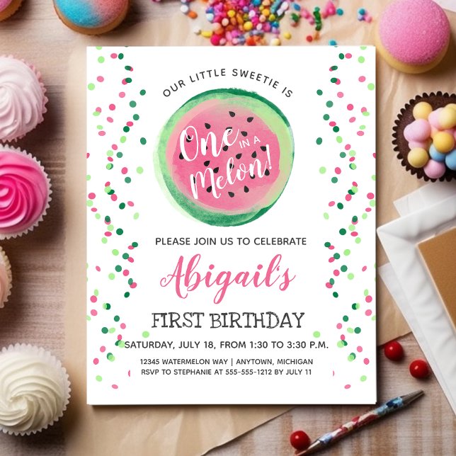 Budget One in a Melon First Birthday Invitation (Creator Uploaded)