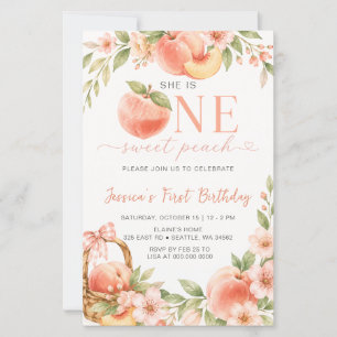 Budget One Sweet Peach First Birthday Invite