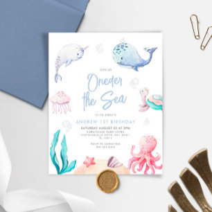Budget ONEder The Sea 1st Birthday Invitation