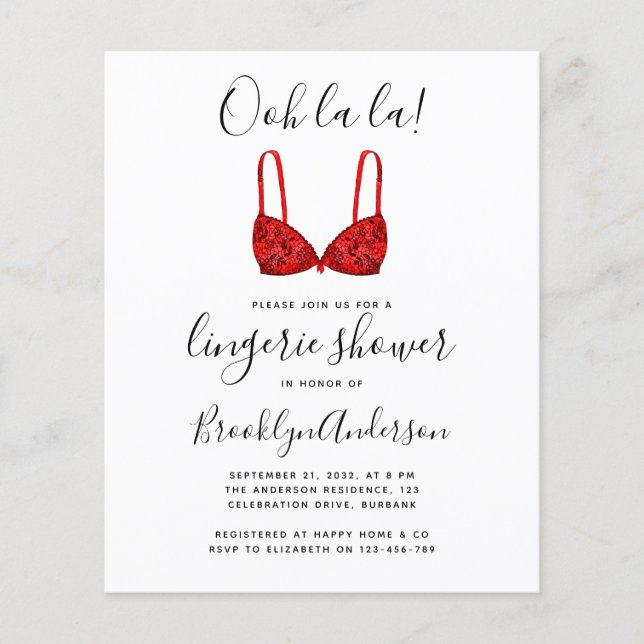 BUDGET Ooh La La Lingerie Shower Invitation (Front)