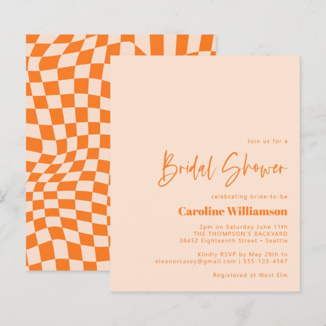 Budget Orange Blush Abstract Chequered Bridal Show (Front/Back)