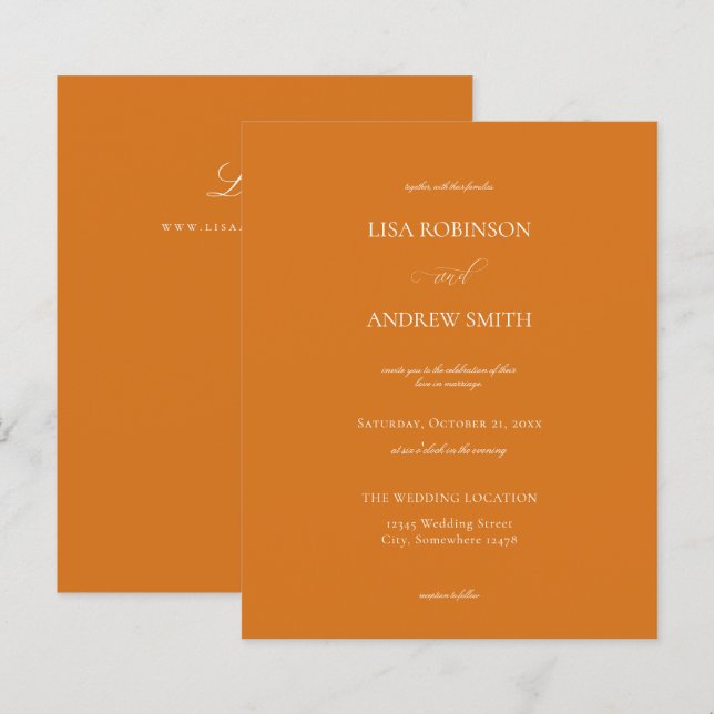 Budget Orange Calligraphy Wedding (Front/Back)