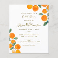 Budget Orange Citrus Fruit Bridal Shower Invite