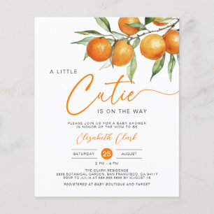 Budget Orange Little Cutie Baby Shower Invitation