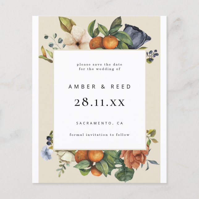 Budget Orange Summer Floral Botanical Boho (Front)