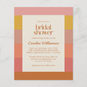 Budget Orange Warm Stripes Geometric Bridal Shower