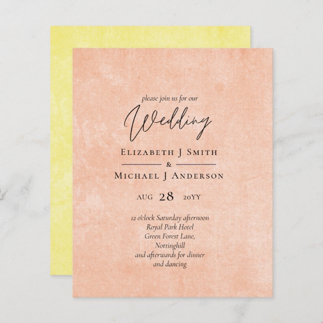BUDGET Orange Yellow Script Wedding (Front/Back)