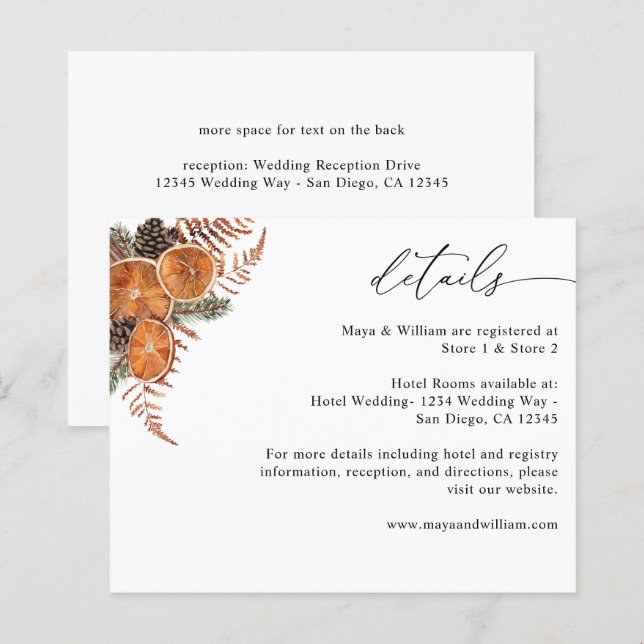 Budget Oranges Rustic Holiday Details (Front/Back)