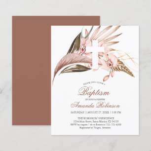 Budget Orchid Pampas Grass Terracotta Invitation 