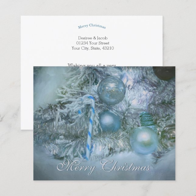 Budget Ornaments Merry Christmas Blue Teal Holiday (Front/Back)