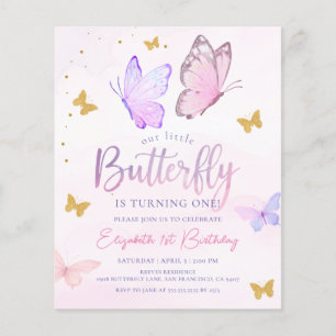 Budget Our Little Butterfly Pink Purple Birthday