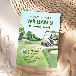 Budget Our Little Golfer Boy Golf Birthday Invitation